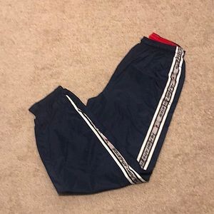 Navy blue nylon sweatpants